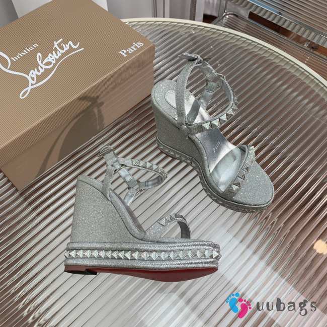 Christian Louboutin silver sling back 12cm - 1