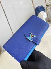 LV Vertical Wallet Capucines In Blue 10x19x1.7cm - 3