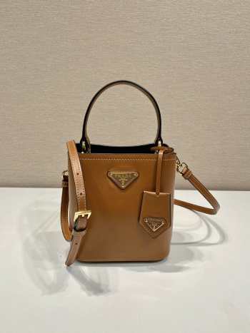 Prada Brown Panier Shearling Mini bag 15x16x9.5cm