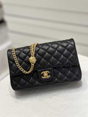 Chanel Camellia Embossed Chain Adjustable Black Flap Bag and Fuchsia