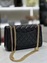 Chanel Camellia Embossed Chain Adjustable Black Flap Bag and Fuchsia - 4