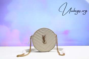 YSL Round box crossbody bag in white 17x17x5.5cm