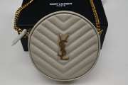 YSL Round box crossbody bag in white 17x17x5.5cm - 2