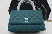 Chanel Coco Handle Caviar Green With Gold Buckle 25cm - 2