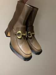 Gucci Horsebit Leather Ankle Boots Brown 5cm - 1