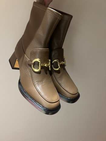 Gucci Horsebit Leather Ankle Boots Brown 5cm