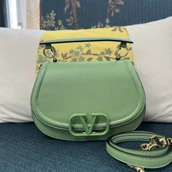 Valentino Vsling In Grainy Calfskin In Green