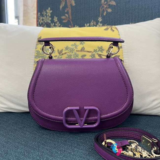 Valentino Vsling In Grainy Calfskin In Violet - 1