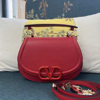 Valentino Vsling In Grainy Calfskin In Red