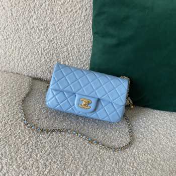 Chanel mini flap bag in blue 20×7×12cm 