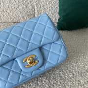 Chanel mini flap bag in blue 17×7×12cm  - 4