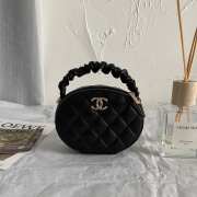 Chanel mini black round trunk with ruffle straps - 1