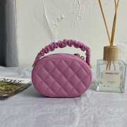 Chanel mini pink round trunk with ruffle straps - 5