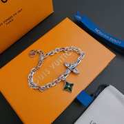 LV charm silver leather bracelet - 1