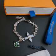 LV charm silver leather bracelet - 4