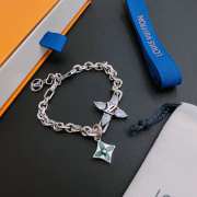 LV charm silver leather bracelet - 3