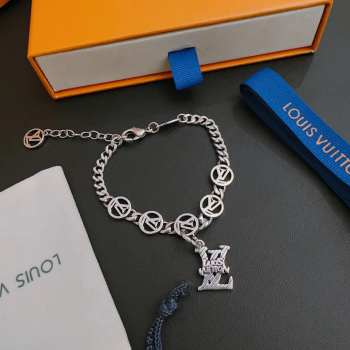 LV logo charm silver bracelet