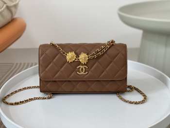 Chanel 23A flap bag with gold buckle in brown 20.5cm