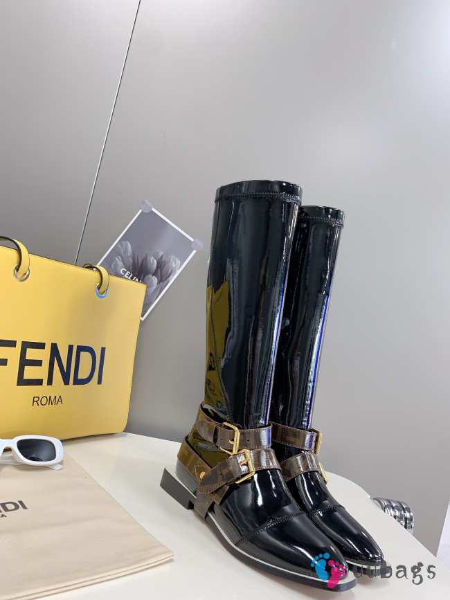 Fendi Knee High Heeled Boots In Black  - 1