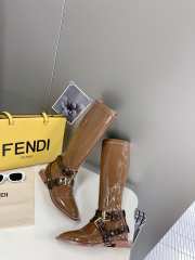 Fendi Knee High Heeled Boots In Brown  - 5