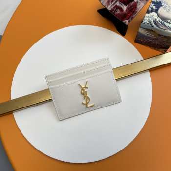 YSL white card holder 10x7.5x0.5cm