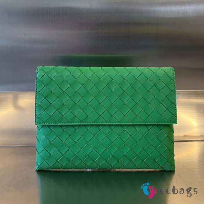 Bottega Veneta green envelope handbag 26x19x1.5cm - 1