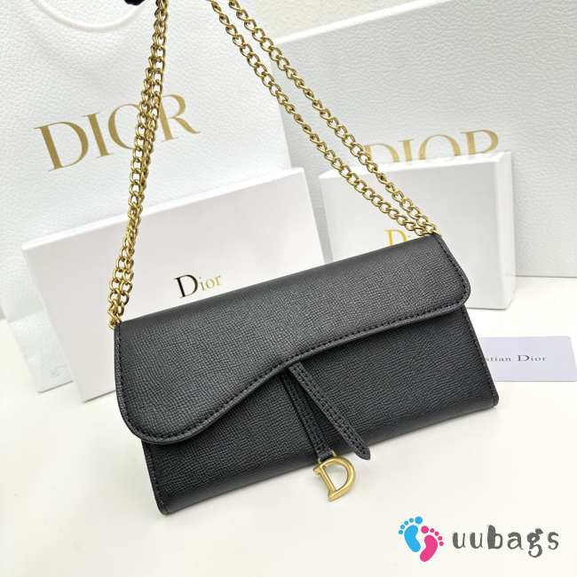 Dior small black shoulder bag with gold buckle 19x10.5x3.5cm - 1