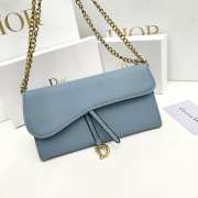 Dior small blue shoulder bag with gold buckle 19x10.5x3.5cm - 1