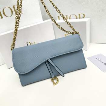 Dior small blue shoulder bag with gold buckle 19x10.5x3.5cm