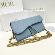 Dior small blue shoulder bag with gold buckle 19x10.5x3.5cm - 6