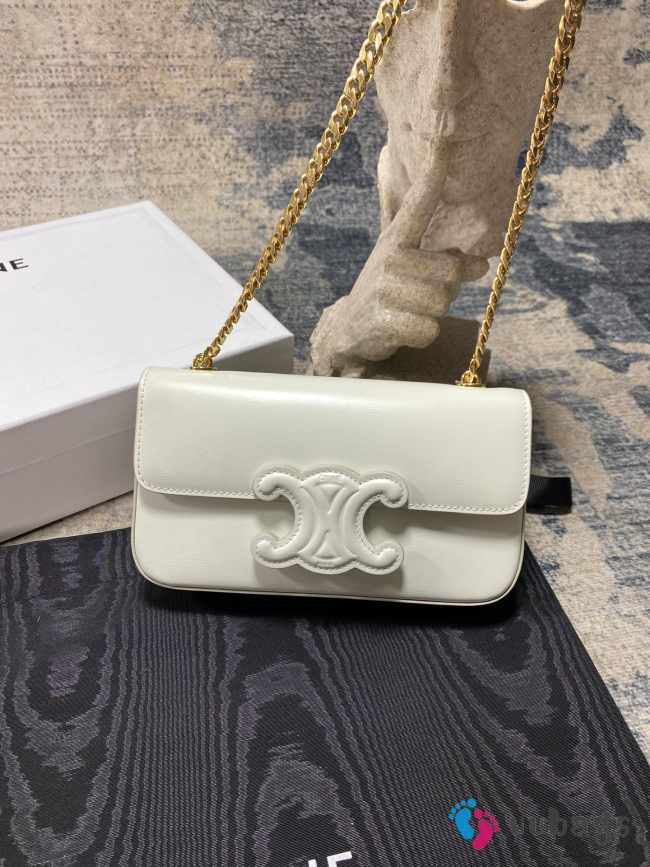 Celine white bag with gold strap 20.5×10.5×4cm - 1