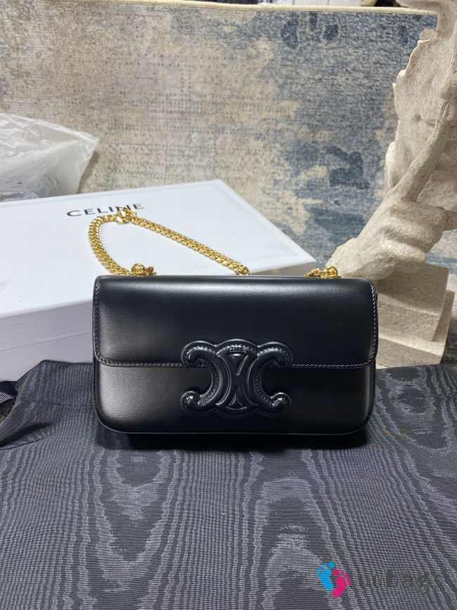 Celine black bag with gold strap 20.5×10.5×4cm - 1