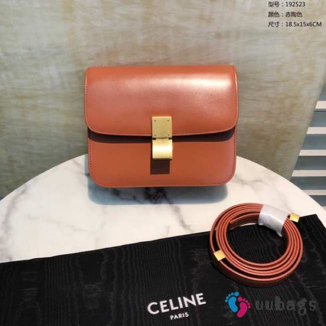 Celine teen classic box in orange 18.5×15×6cm - 1