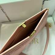 Dior Caro Zipped Pouch Calfskin-Pink 27.5x14x4.5cm - 4