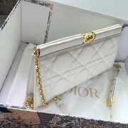 Dior Caro Zipped Pouch Calfskin-White 27.5x14x4.5cm - 4