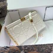 Dior Caro Zipped Pouch Calfskin-White 27.5x14x4.5cm - 3