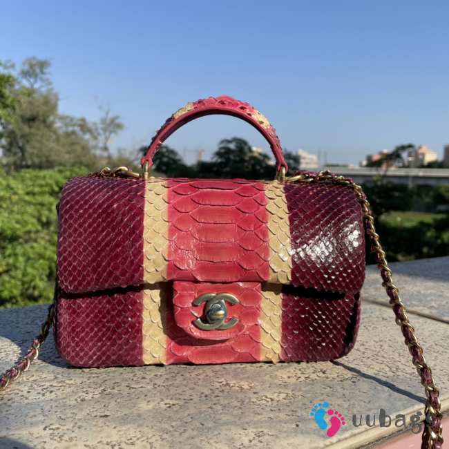 Chanel AS2431 red crocodile handle bag 13×20×9cm - 1