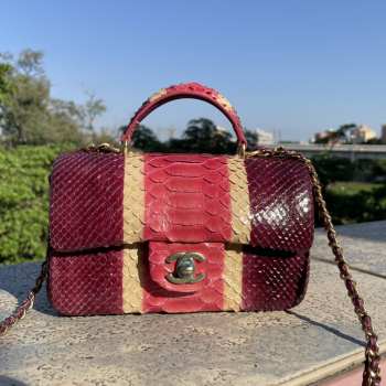 Chanel AS2431 red crocodile handle bag 13×20×9cm