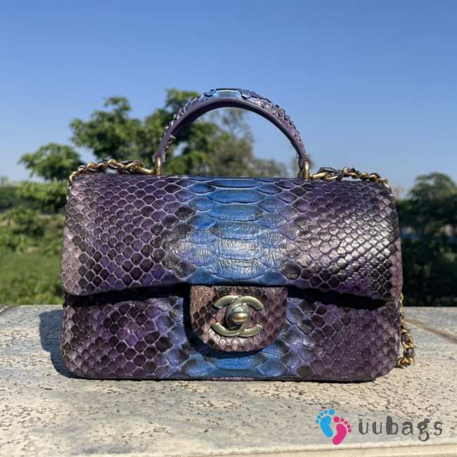 Chanel AS2431 Purple crocodile handle bag 13×20×9cm - 1