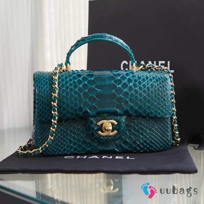 Chanel AS2431 green 01 crocodile handle bag 13×20×9cm - 1