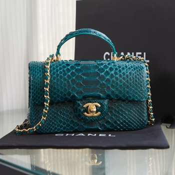 Chanel AS2431 green 01 crocodile handle bag 13×20×9cm