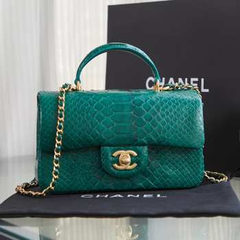 Chanel AS2431 green 02 crocodile handle bag 13×20×9cm