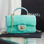 Chanel AS2431 mint green crocodile handle bag 13×20×9cm - 1