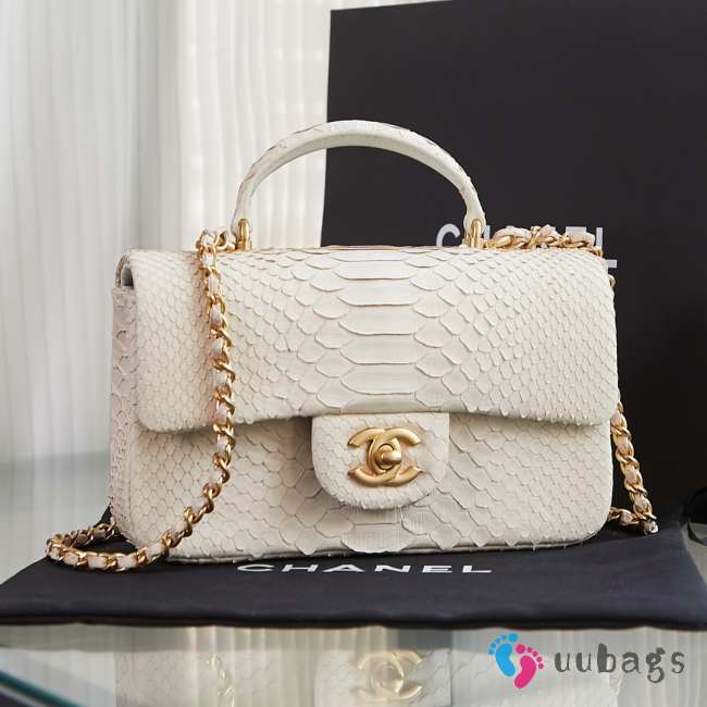 Chanel AS2431 white crocodile handle bag 13×20×9cm - 1