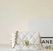 Chanel mini flap bag heart logo in white  - 1