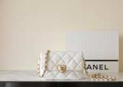 Chanel mini flap bag heart logo in white  - 2