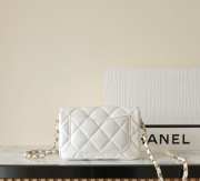 Chanel mini flap bag heart logo in white  - 4