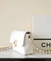 Chanel mini flap bag heart logo in white  - 6