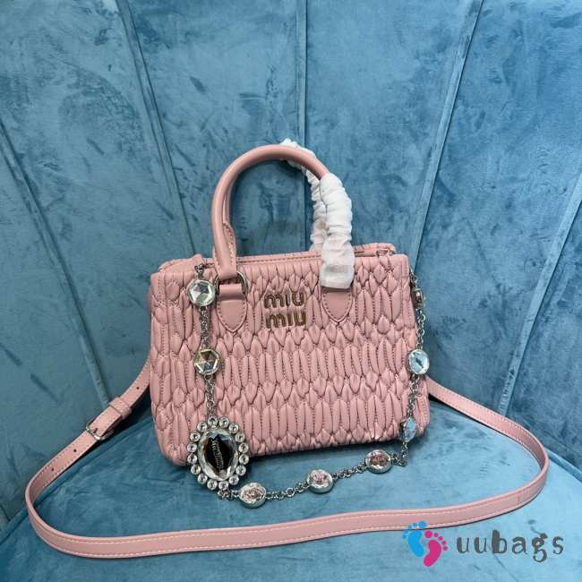 Miu Miu pink crystal chain diamond bag 20x16x11cm - 1