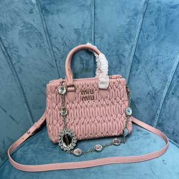 Miu Miu pink crystal chain diamond bag 20x16x11cm